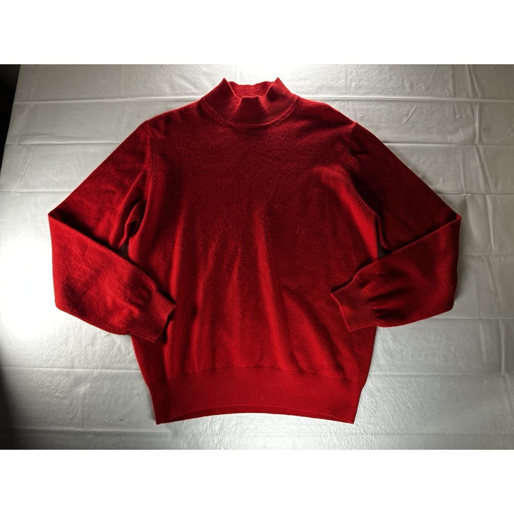 Vintage Hunt Club Cashmere Mock Neck Sweater Men's Medium Red Soft Pullover